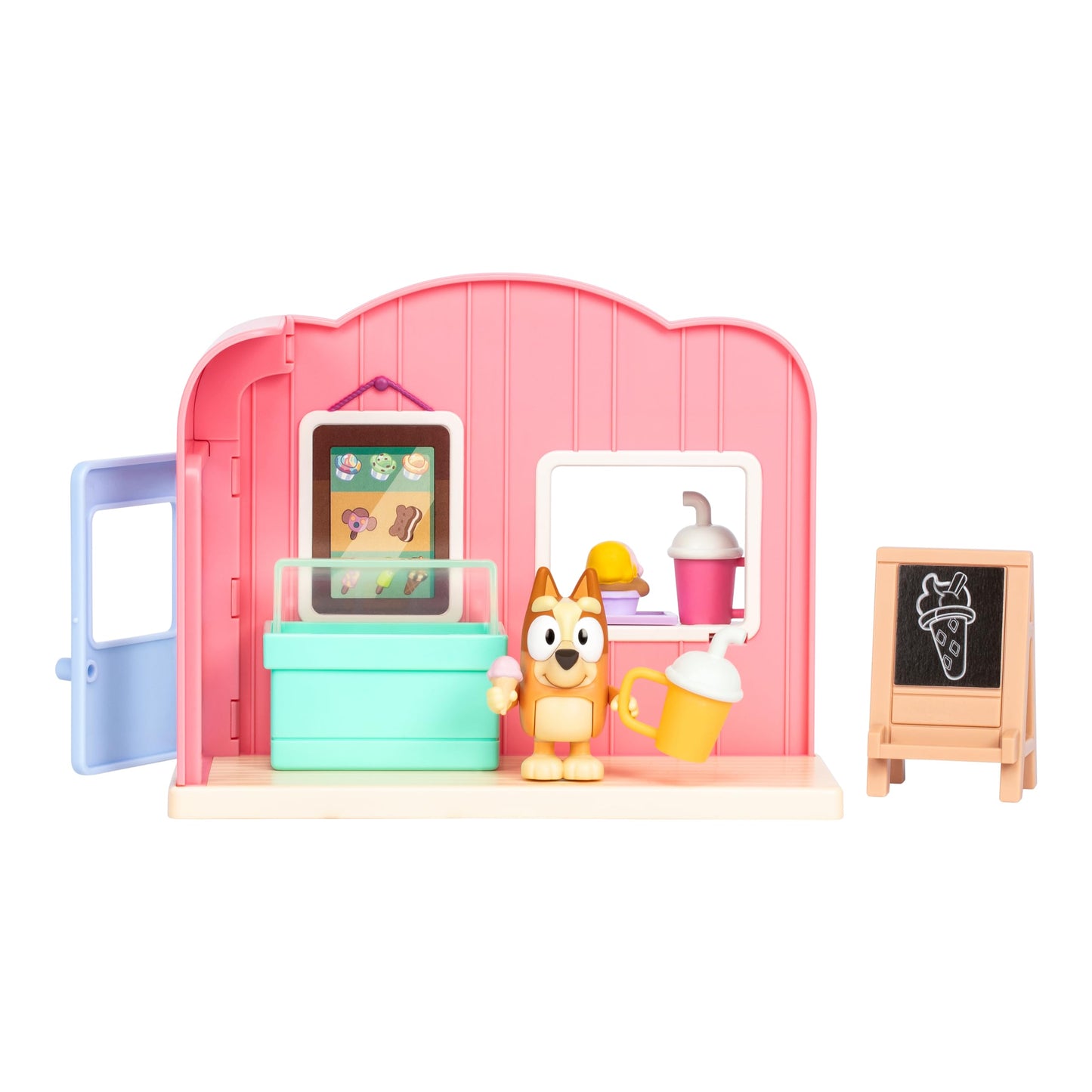 Bluey Ice Cream Shop Playset, Immersive Toy Ice Cream Set with Dessert-Themed Accessories and Articulated Bingo Figurine, Food Toys for Kids Ages 3+