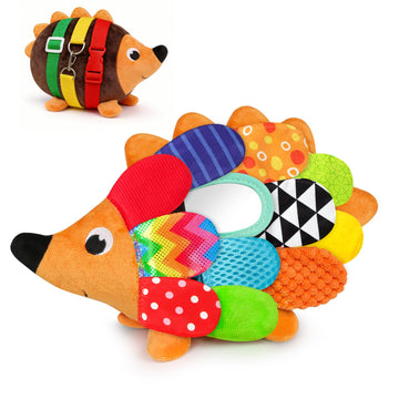 Vibrant Sensory Hedgehog Plush Stuffed Animal Baby Toy Tummy Time Learning Toy Soft Squeaking & Crinkling Toys for Busy Hands Babies 0-36 Months, Baby