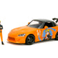 Jada 2001 Honda S2000 with Naruto Figure - Die-Cast Vehicle - 1:24 Scale, Opening Doors, Hood & Trunk, Rubber Tires - Hollywood Rides Anime Series