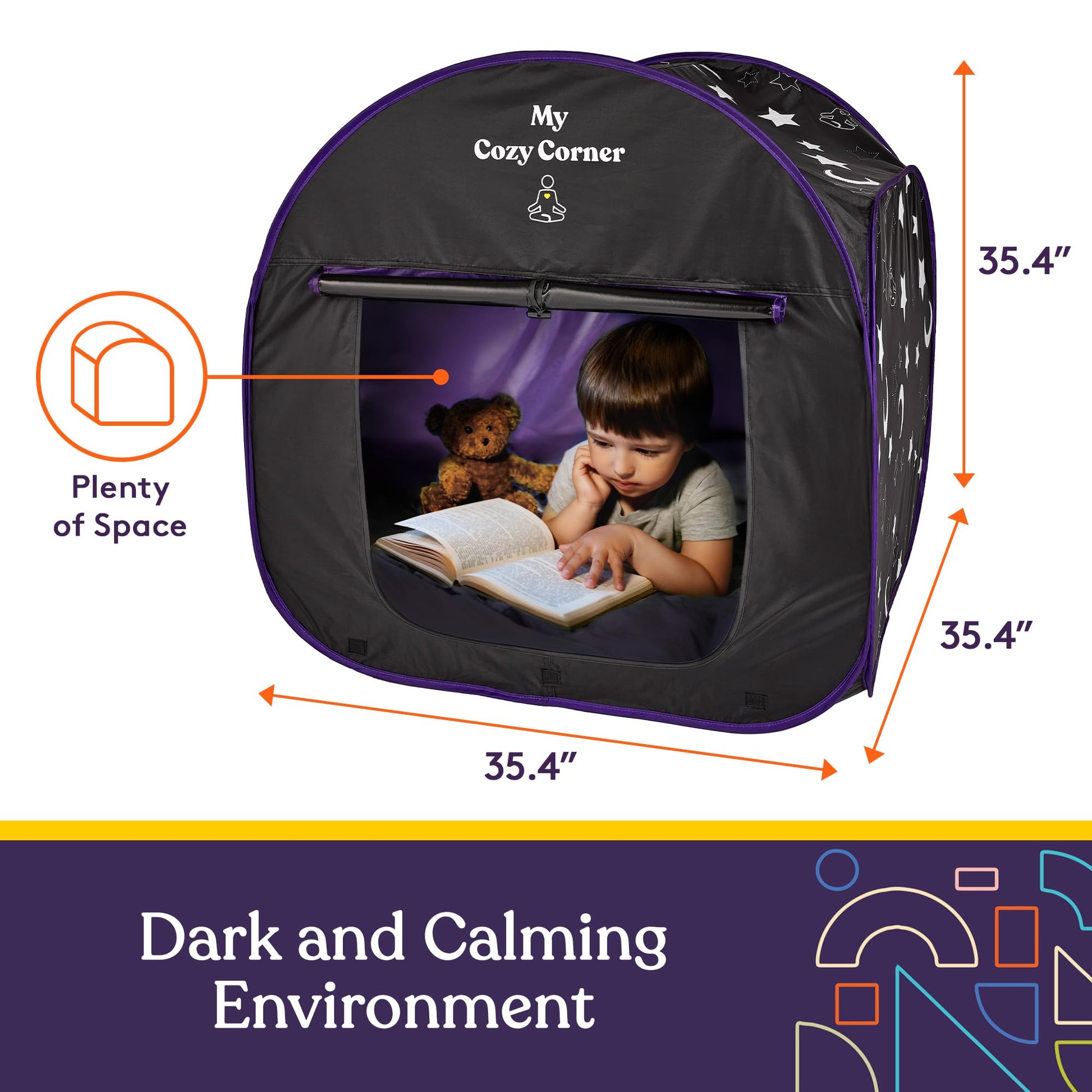 Special Supplies Blackout Sensory Tent for Kids, Pop Up Calming Play Room with Fiber Optic Lamp and Glow-in-the-Dark Fuzzy Blanket