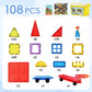 Oasis Creations Magnetic Tiles 108 Piece Building Toys Set for Toddlers 3 4 5 6 7 8 9 Year Old Boys & Girls Educational Stem Toy Construction Gift Set
