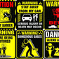 Creanoso Funny Warning Signs Stickers - 8 Bulk Sets (12 des. x 8pcs ea.) -Approx. A7-Sized 3.55x 3.94 in. Stocking Stuffers Premium Quality Gift Ideas