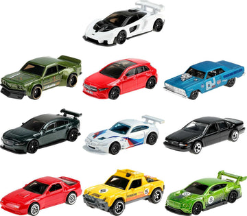 Hot Wheels Nightburnerz 10 Pack Mini Collection, 10 1:64 Scale Vehicles Themed to Super Speeders for Night Driving Each with Authentic Sculpt,