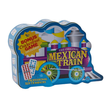 Puremco Mexican Train Double 12 Professional Size Dominoes with Bonus Chickenfoot Game Included Travel Tin Board Game, 91 Tiles, Challenging, Fun Game