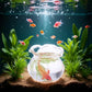 Miniature Fish Tank, Multicolour Round Glass Decor for Dollhouse, Realistic Goldfish Bowl, Handmade Landscape Ornament