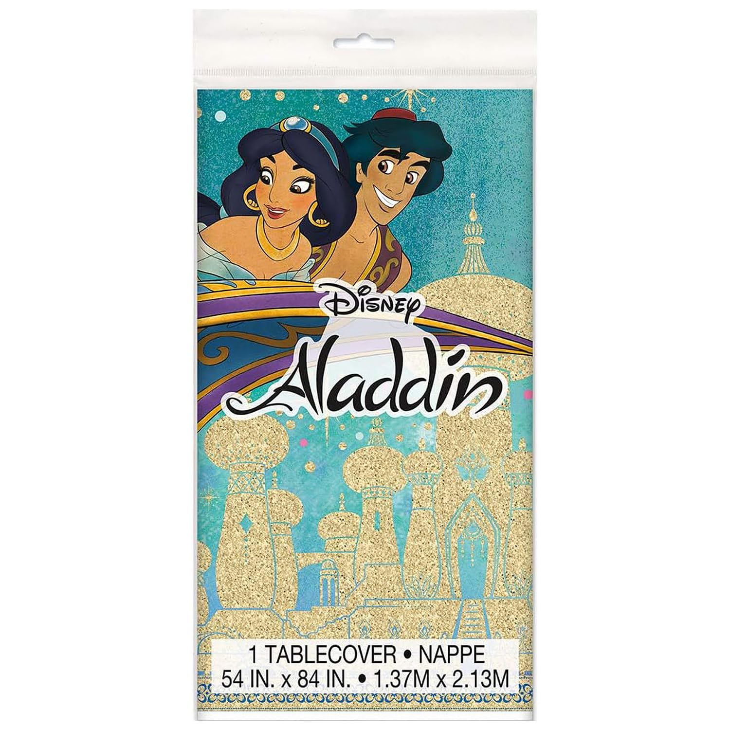 Multicolor Plastic Disney Aladdin Rectangular Table Cover (54"x84") 1 Count - Reusable & Easy Cleanup, Perfect for Aladdin Fans and Disney Themed