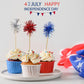 30PCS Cupcake Toppers,4th of July Foil Firework Toothpick,Independence Day Patriotic Cake Fruit Decorations(RED,BLUE,SILVER)