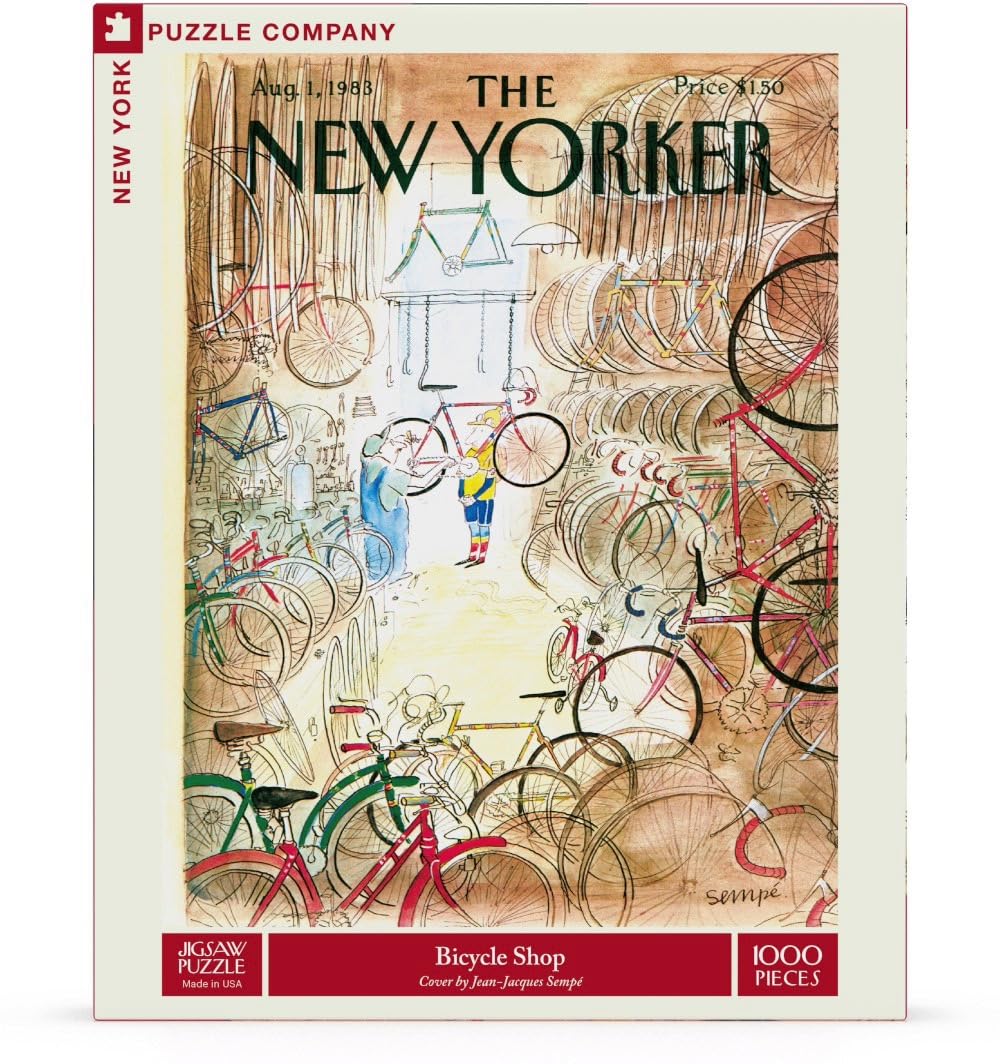 New York Puzzle Company - New Yorker Bicycle Shop - 1000 Piece Jigsaw Puzzle for Family Game Nights by Jean-Jacques Sempé