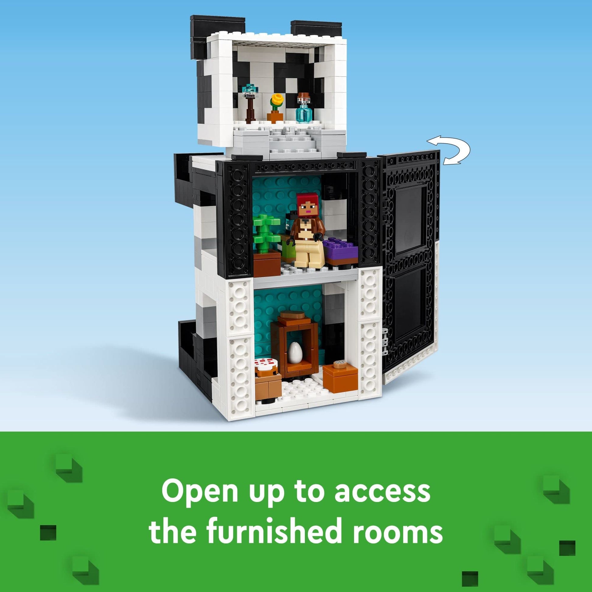 LEGO Minecraft The Panda Haven, Movable Toy House with Baby Pandas Animal Figures, Gaming Toys for Kids, Gift Idea for Boys and Girls Ages 8 Plus,