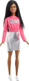 Barbie It Takes Two Doll, Brooklyn Fashion Doll with Braided Hair, Pink NYC Shirt, Metallic Skirt & White Shoes