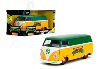 Jada Toys - Hollywood Rides TMNT 1961 VW Bus - Die-Cast Model Car - Opening Doors, Detailed Interior - 1:32 Scale Collectible - Age 8+, Green & Yellow
