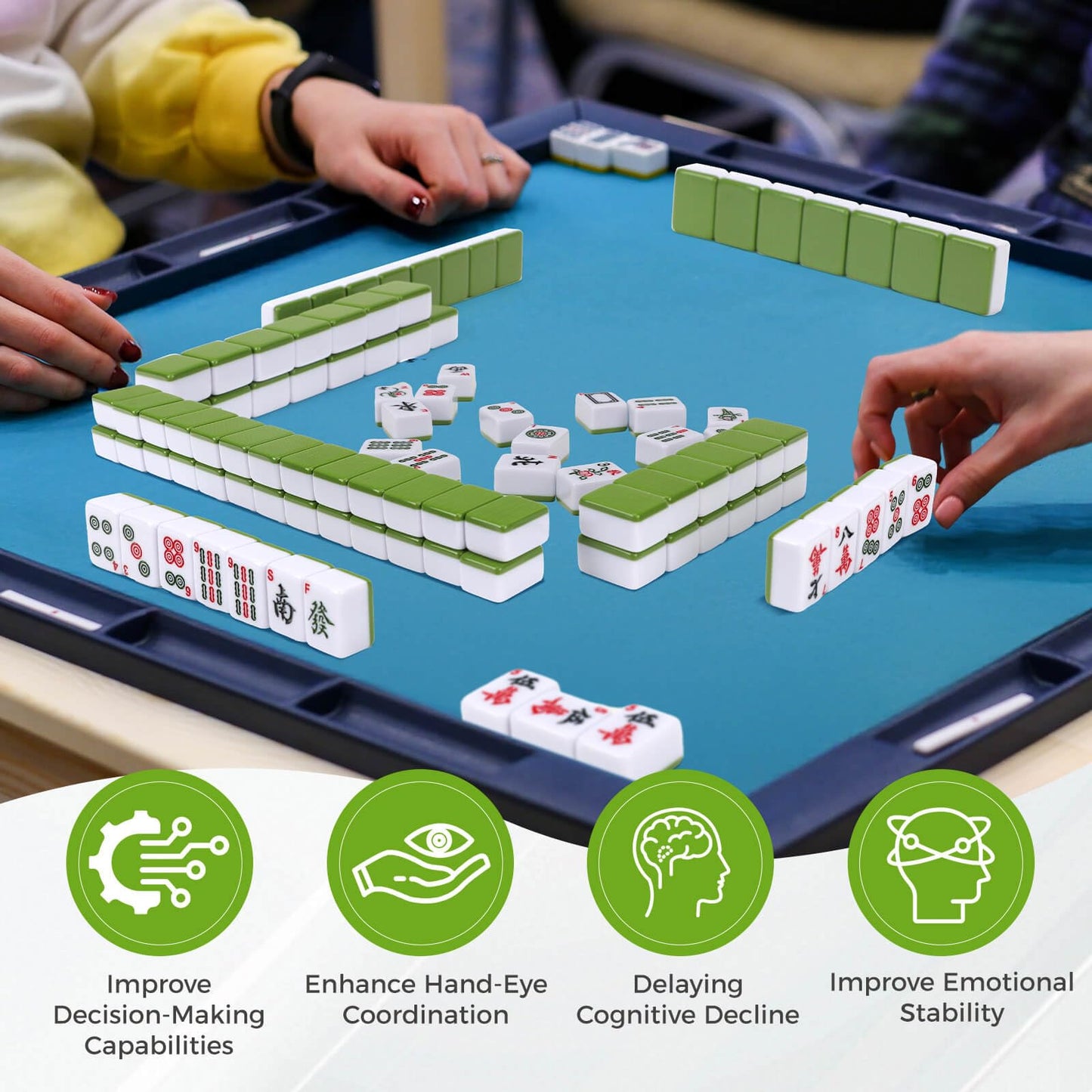 Aceshmir Mahjong Tile Set, 146pcs Chinese Mahjong Set Quality Mah Jong Tiles with Exquisite Storage Box Easy to Carry, Instructions Include Mah Jongg