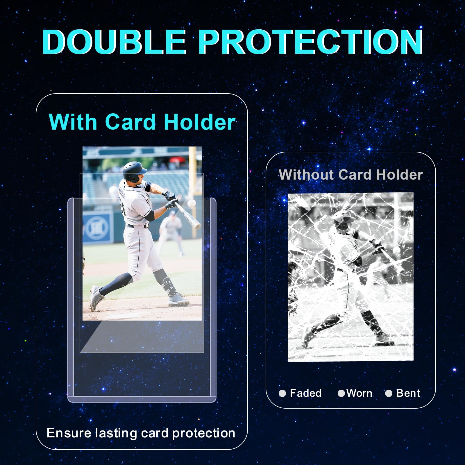 200ct Card Sleeves Top Loaders for Cards - Toploads for Cards, 3"x4" Hard Plastic Protectors & Clear Rigid for Trading, Sports, Baseball Cards (100