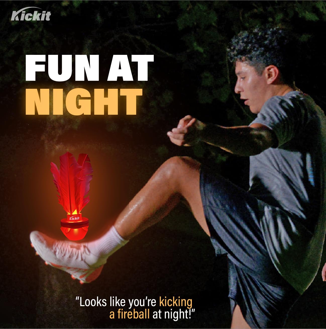 Kickit Inferno | The Original LED Birdie Soccer Trainer | Play at Night Outdoors, Indoors or Backyard, Beach or Tailgate, All Ages Fun & Travel