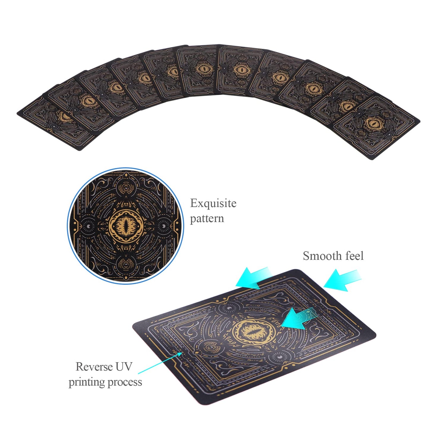 WJPC Easy Shuffling Plastic Waterproof Playing Cards,Cool Black Dragon Poker Cards for Game and Party, Deck of Cards?Dragon