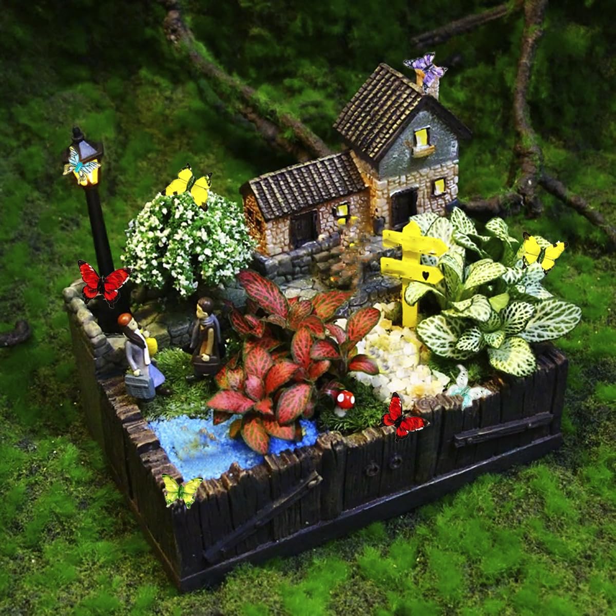 220pcs Mini Resin Butterflies Miniature Small Butterflies to Hide Tiny Resin Animals Figures Ornaments for Micro Fairy Garden Landscape Dollhouse
