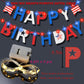 4th of July Birthday Banner with light, Happy Birthday Banner with Battery Operated Fairy String Light, 4th of July Independence Veterans Day Party