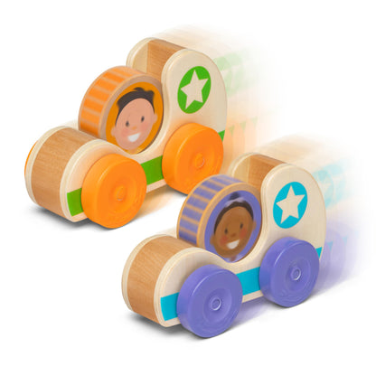Melissa & Doug GO Tots Wooden Star Cars (2 Cars, 2 Disks) Stacking Toys for Infants, Hand Push Vehicles, Wooden Car Toys for Toddlers Ages 1+ -
