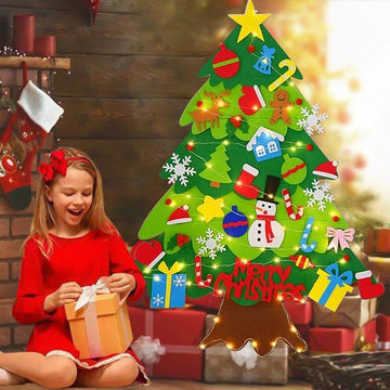 YUEWO Felt Christmas Tree Set, 3.3ft DIY Door Wall Hanging Christmas Tree with 32 PCS Detachable Ornaments, for Party Supplies Xmas Gifts Home New