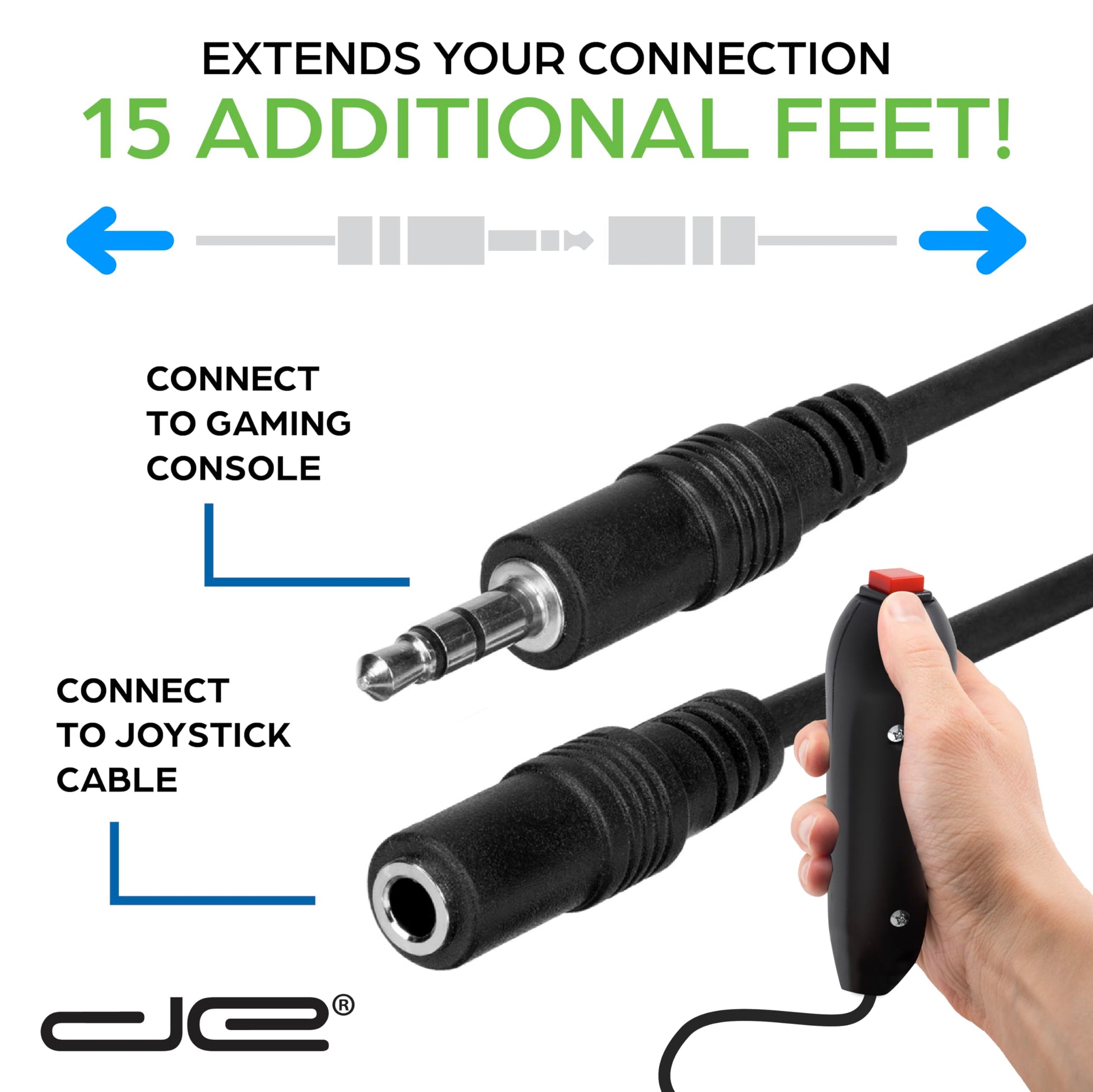 Digital Energy 15 Ft Extension Cables for Handheld Game Buzzer System 8-Pack