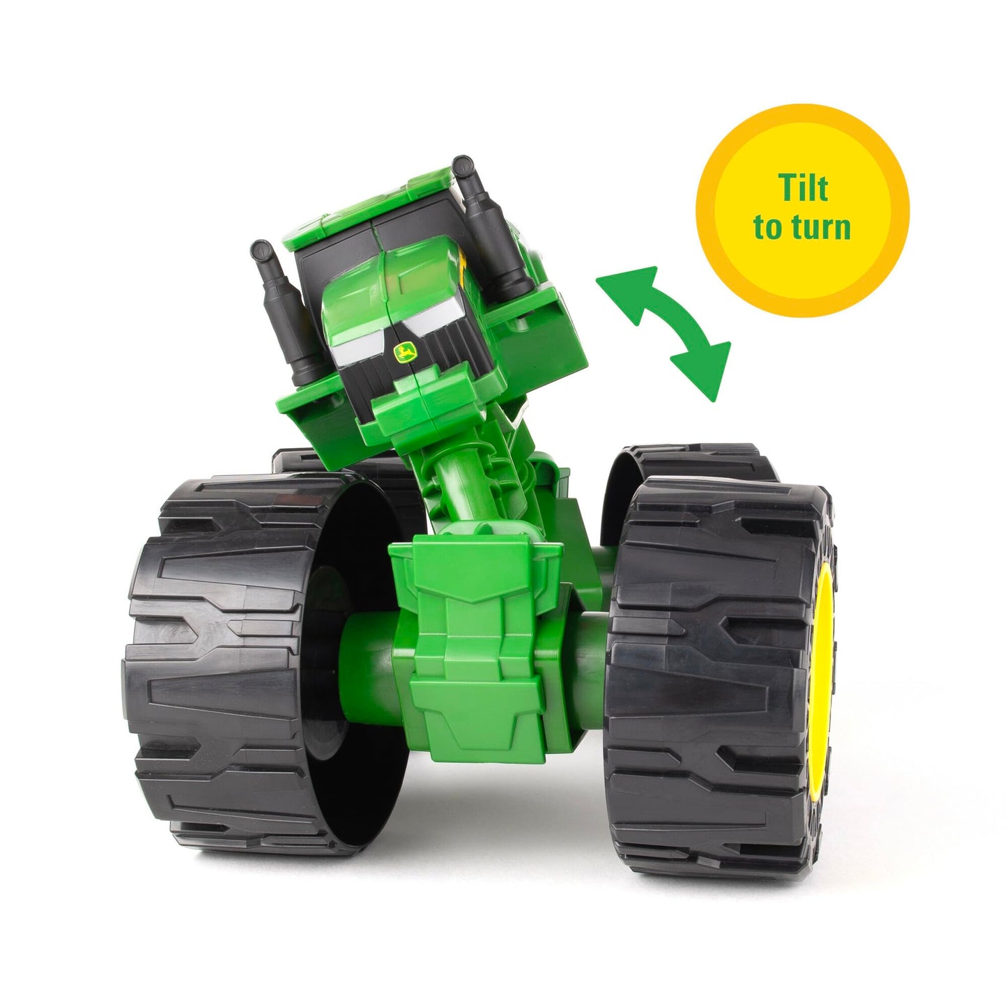 TOMY Monster Treads - All-Terrain John Deere Tractor - Tilting Monster Truck Toy with Heavy Duty Tires - John Deere Tractor Toys - Ages 3 Years and Up