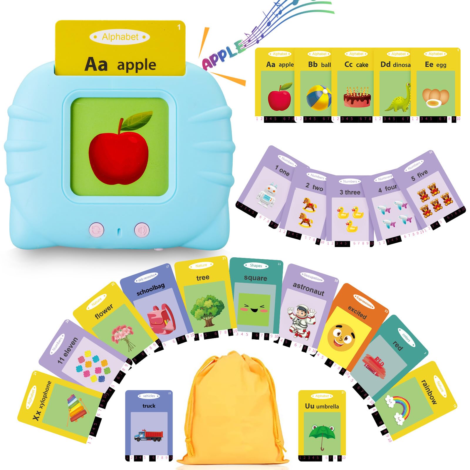 Talking Flash Cards for Toddlers 1 2 3 4 5 Year Olds, 224 Sight Words Montessori Language Learning Toys, Pocket Speech Therapy & Autism Sensory Toy