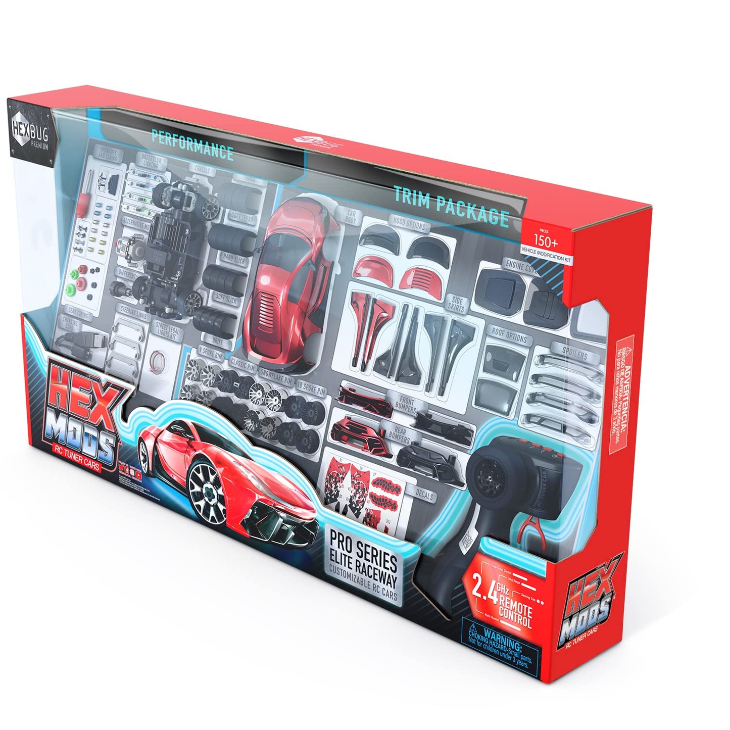 HEXBUG HEXMODS Pro Series Elite Raceway, Rechargeable RC Car, Buildable Scale Model for Kids and Adults, 2.4 Ghz Controller and Trackset Included