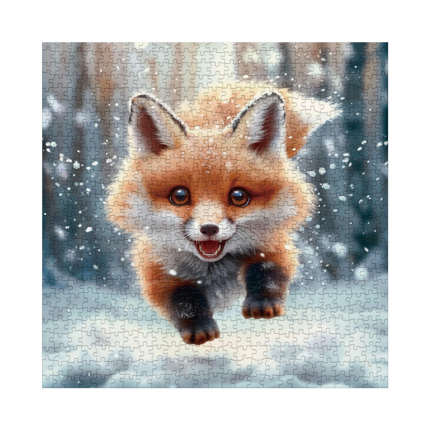 Cute Winter Fox Puzzles for Adults 1000 Pieces, Art Animal Snow Landscape Jigsaw Puzzles, Challenging Nature Scenic Puzzle