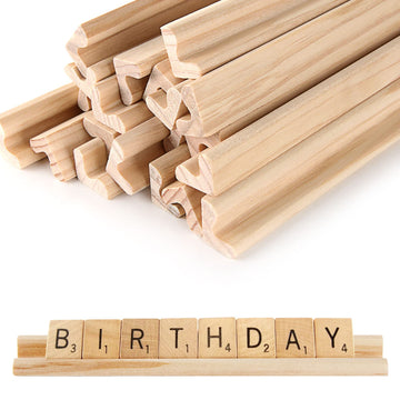 LOLYSIC 20 Pack Scrabble Tiles Holders, Wooden Racks for Letter and Dominoes Tiles, Game Stands and Holder Tray for Crafts