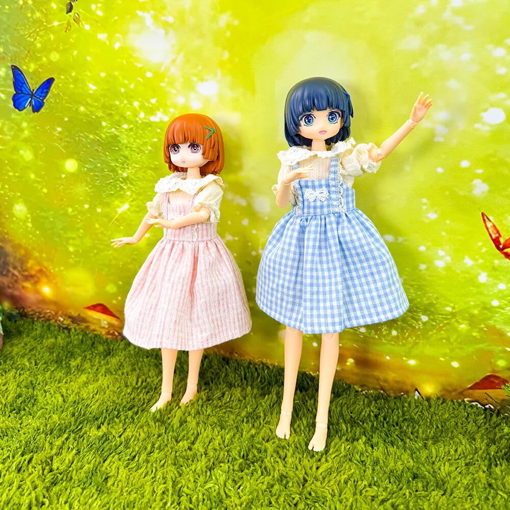 niannyyhouse Doll Clothes Shirt and Suspender Skirt Set Compatible with Blythe, OB24, Ball Jointed Dolls, Dress Up Accessories (Blue)