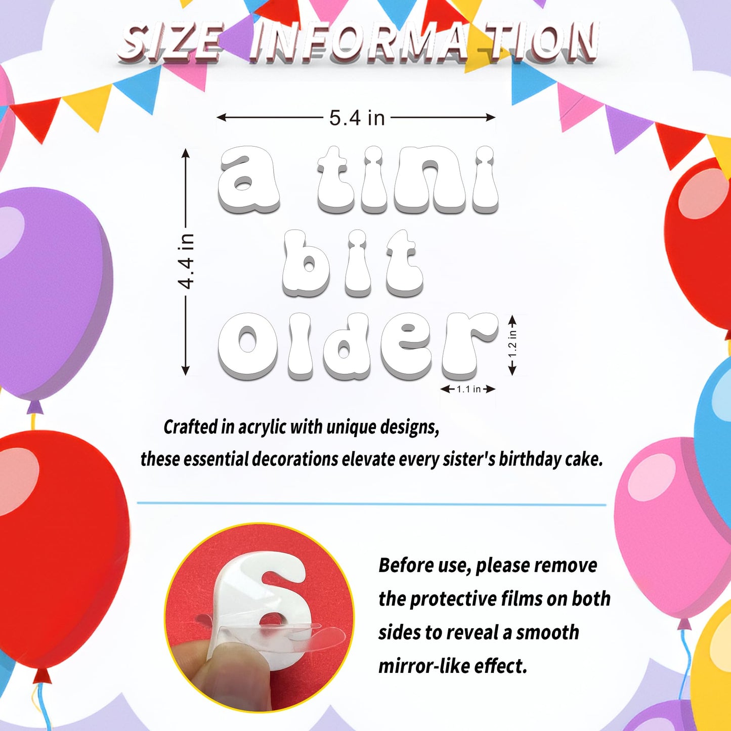 A Tini Bit Older Cake Topper - Funny Acrylic Cake Decoration for Espresso Martini Birthday Party, 21st 30th Birthday Cocktail Theme for Women (white)