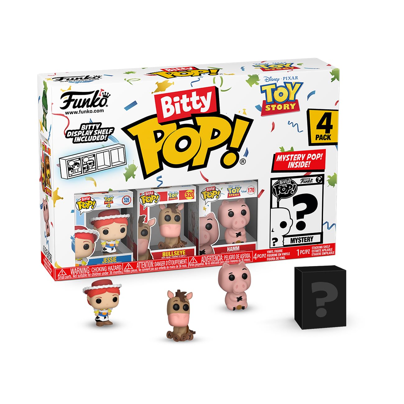 Funko Bitty Pop Toy Story - Jessie 4PK - Jessie, Bullseye, Hamm and A Surprise Mystery Mini Figure - 0.9 Inch (2.2 Cm) Collectable - Stackable Display