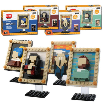 4 Pcs World Famous Painting MOC Building Blocks Toy Set, Compatible with Lego Building Set,Art Portrait Toys,Educational Classic Toy Bricks,STEM Gift