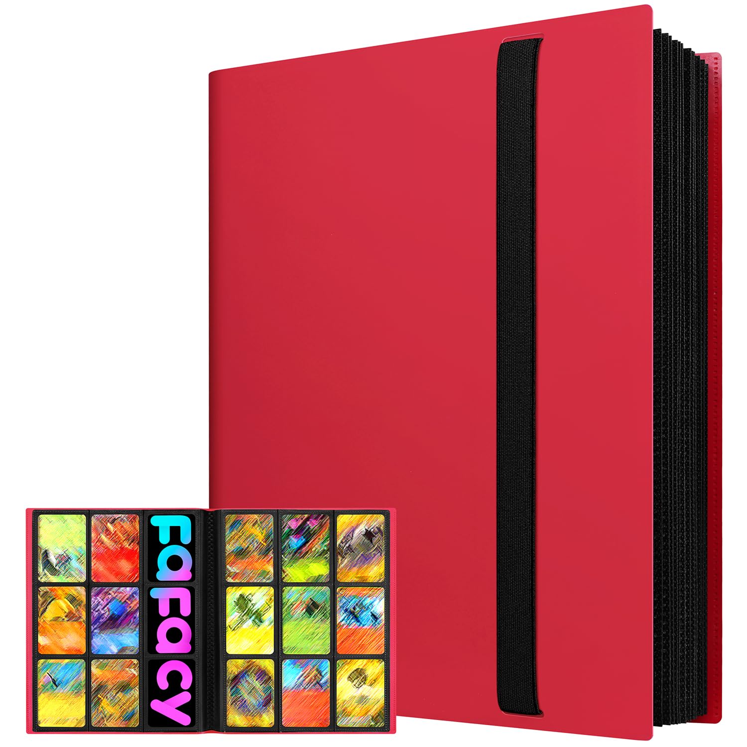 ?2026?Trading Card Binder 9 Pocket, Premium Sports Collection Binder Game Cards Book with Sleeves Side Loading, Anti-open Strap Double Sided