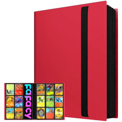 ?2026?Trading Card Binder 9 Pocket, Premium Sports Collection Binder Game Cards Book with Sleeves Side Loading, Anti-open Strap Double Sided