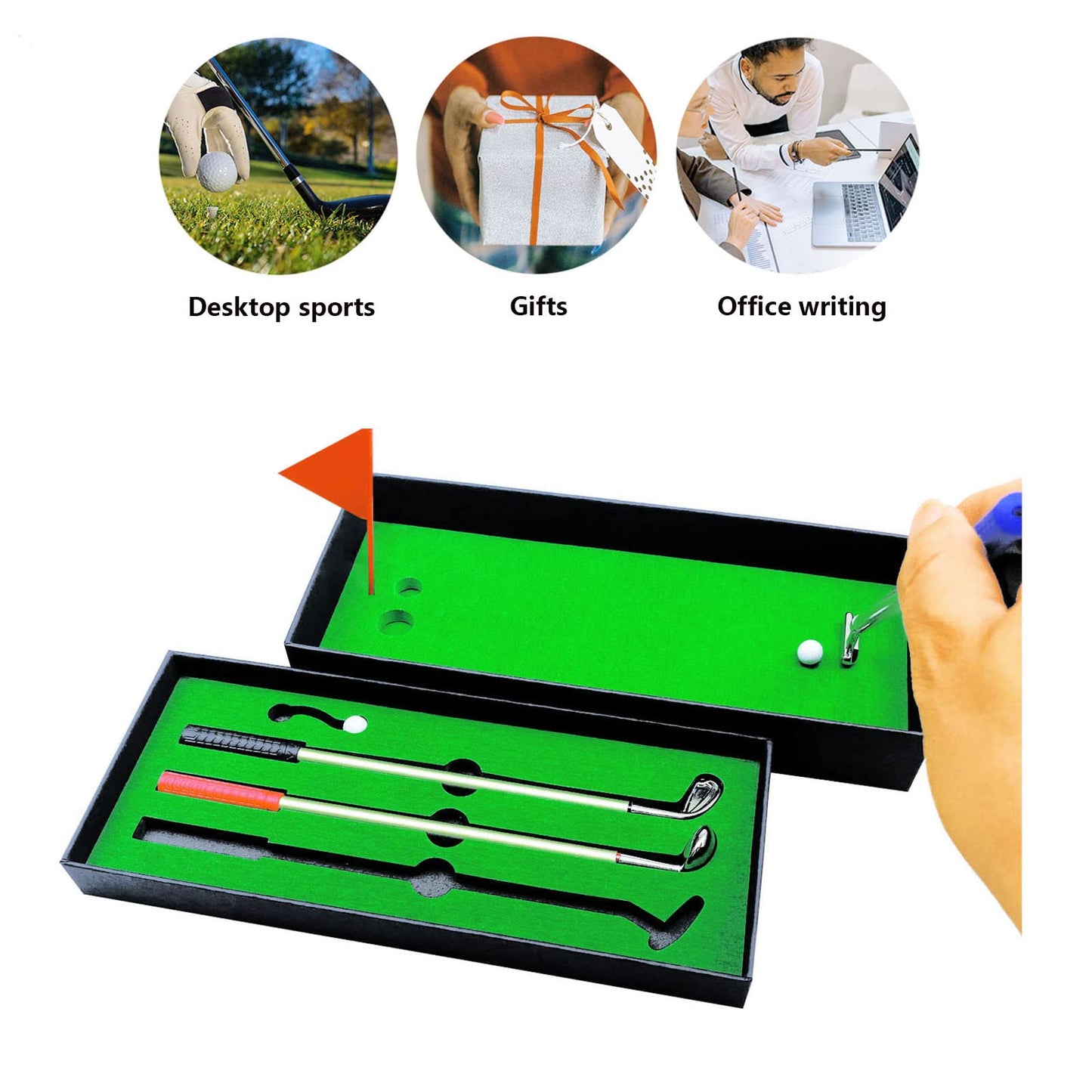 SANTA CASA Golf Pen Set, Mini Desktop Golf Putting Green Game