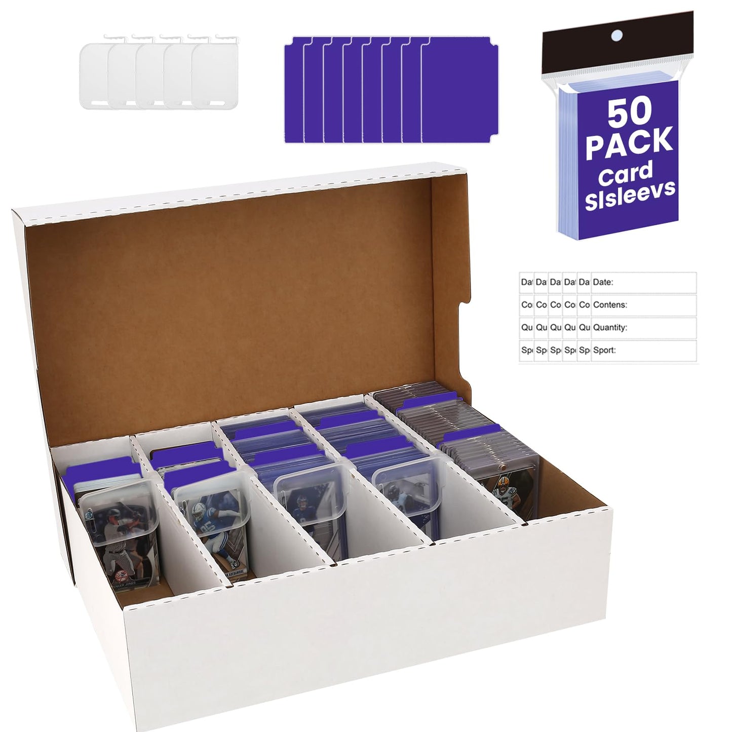 1 Pack Trading Card Storage Box, 3200 Count Card Box, 5 Row Toploader Case