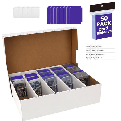 1 Pack Trading Card Storage Box, 3200 Count Card Box, 5 Row Toploader Case