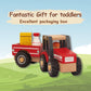 WoodenEdu Wooden Tractor Toys for Toddlers 1-3, Baby Vehicle Toys Hand Push Car Toys for 1 2 3 Year Old Boys Girls (Red)