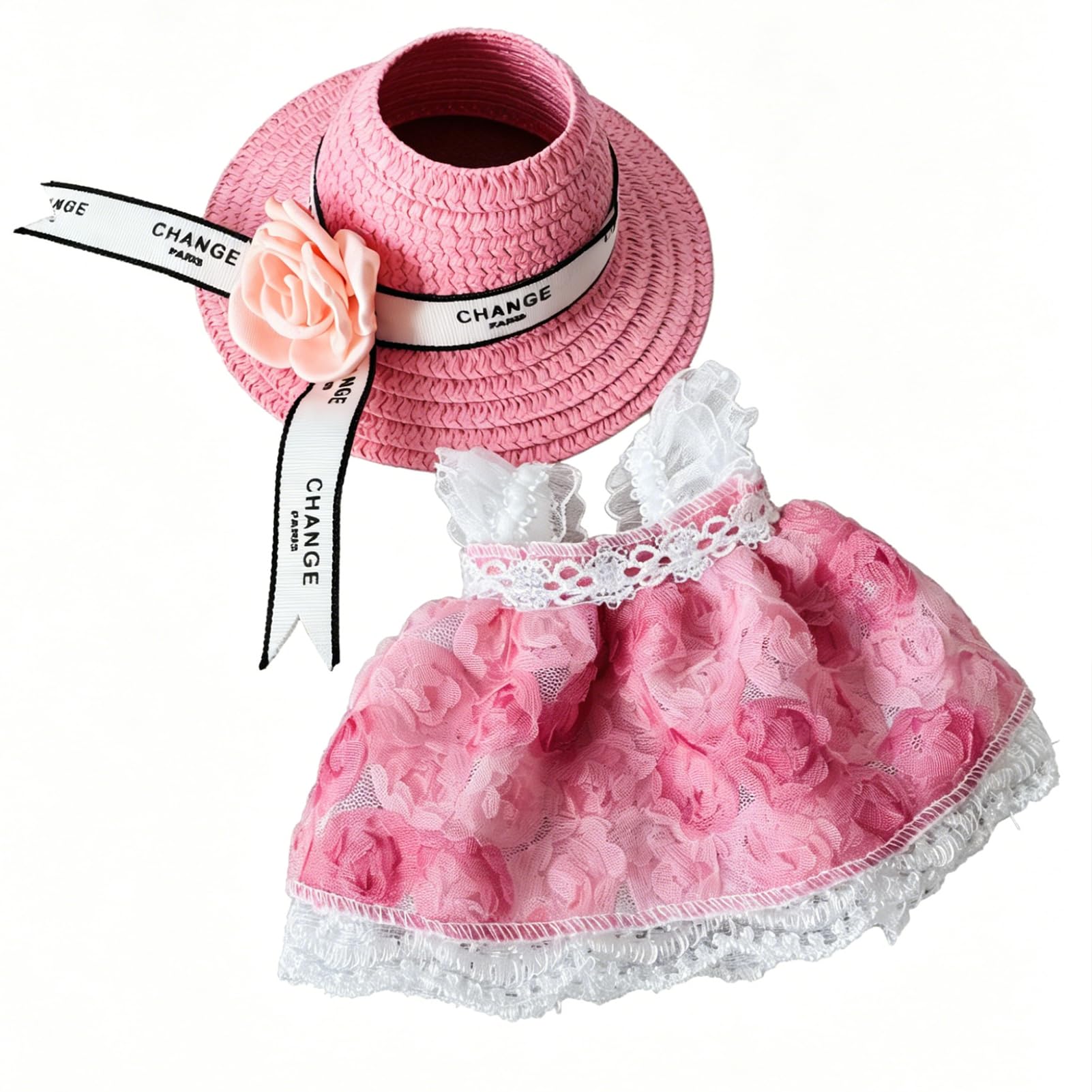Premium Overall Pinafore Dress (Pink Suspender Dress) for 6.7" / 17 cm LABUBU Doll - Includes Miniature Accessories (Doll Not Included)