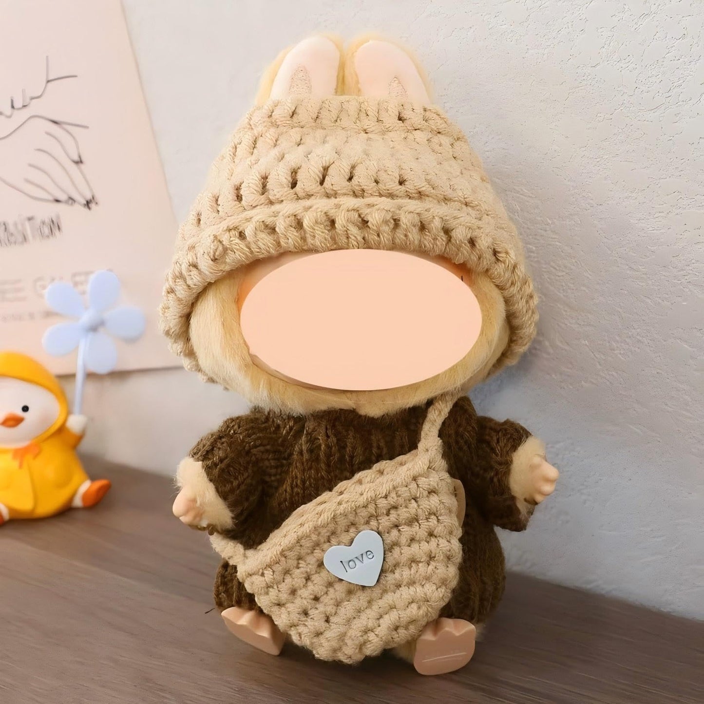 Handcrafted Clothes for Labub Doll Premium Dolls Outfit 3 Pieces Stylish Doll Accessories Compatible with 5.91/6.7inch (15/17cm) Dolls Hat Sweater