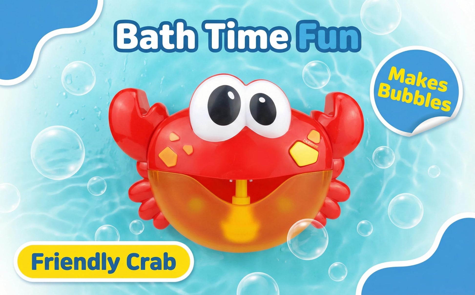 Crab Bubble Machine Bath Toy for Toddlers, Automatic Bubble Blower with Music, PP Material BPA Free Baby Bathtub Toy