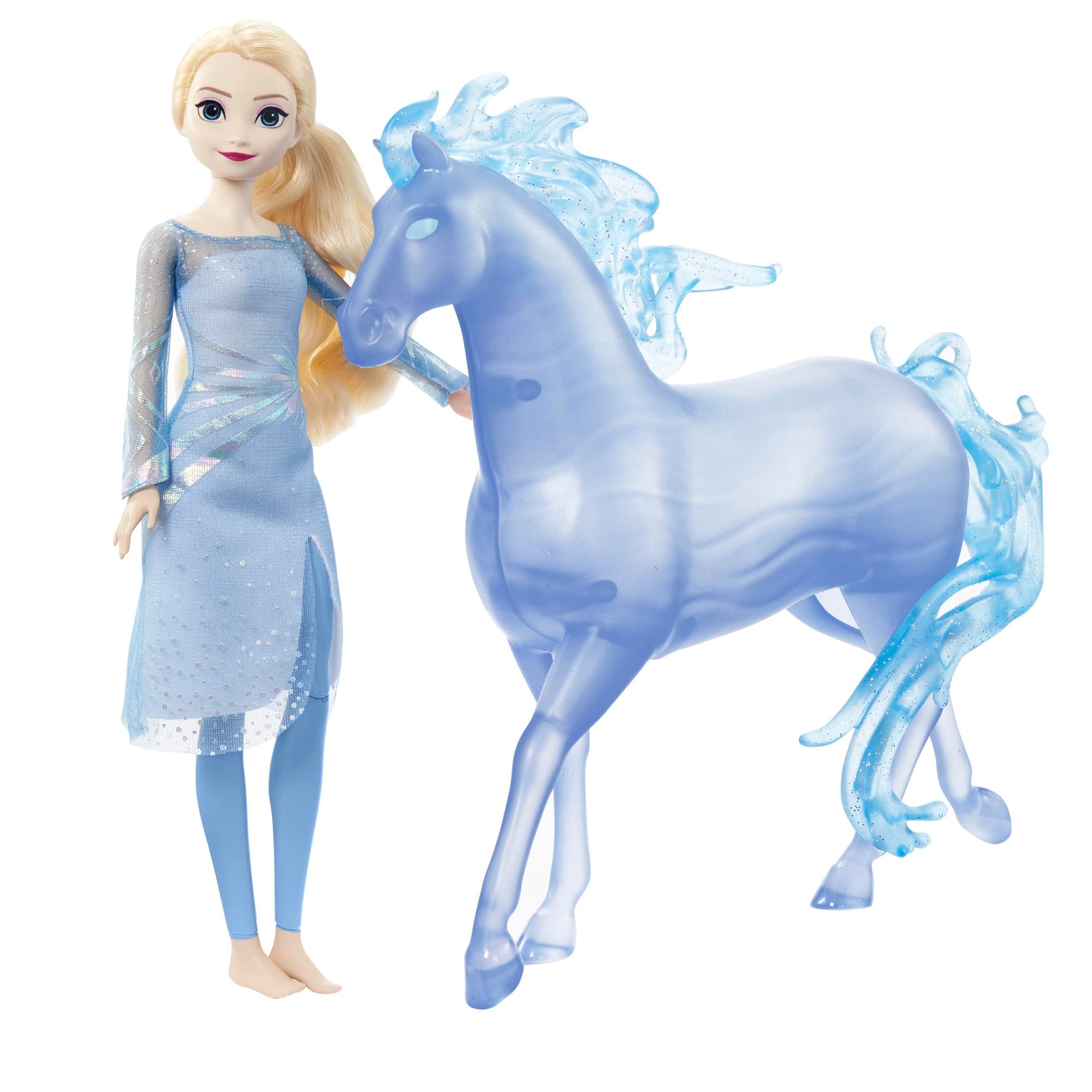 Mattel Disney Frozen Toys, Elsa Fashion Doll & Horse-Shaped Water Nokk Figure Set, Inspired by the Frozen 2 Movie