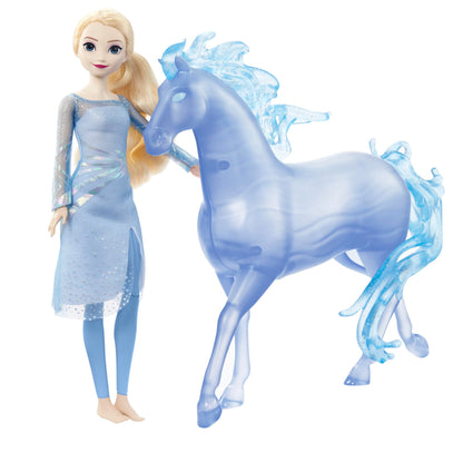 Mattel Disney Frozen Toys, Elsa Fashion Doll & Horse-Shaped Water Nokk Figure Set, Inspired by the Frozen 2 Movie