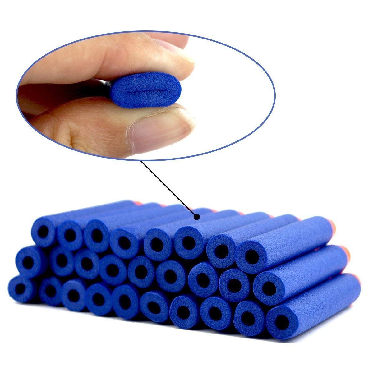 QUN FENG 100PCS Premium Foam Darts - Compatible with Nerf N-Strike/Modulus/Elite Series Blasters - Safe Soft-Tip Bullets for Battle Games (Blue)