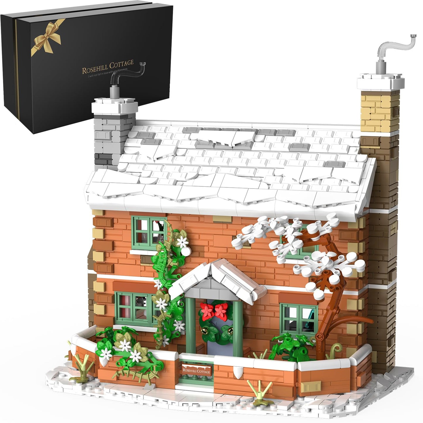 Rosehill Cottage Building Block Set - The Holiday House Creative Brick Toy for Kids and Adults Age 8+, Ideal (1666 Pieces) (Standard)
