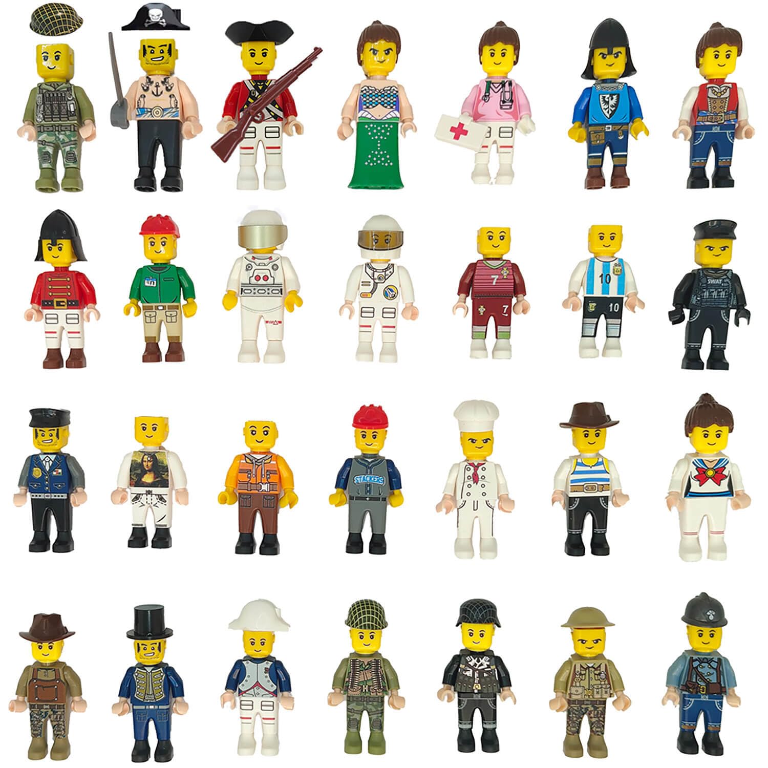 BOIWEX 50pcs Mini Figure People Action Figure, Minifigure Stuffer Toys Building Sets, WW2 Army Building Block Toys