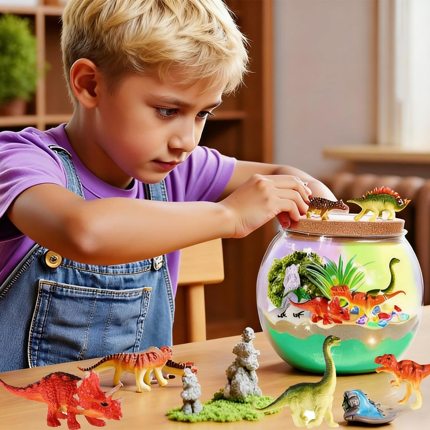 Hannstar Dinosaur Activities Toys-Dinosaur Terrarium Craft Kits for Boys, Birthday Gifts for Boys, Dino Arts and Crafts Kit for Kids