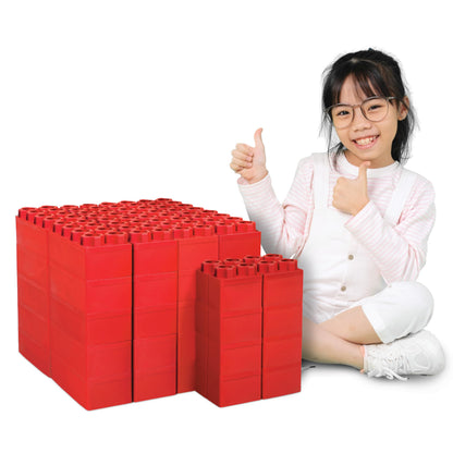 Big Blocks for Kids Ages 4-8 - Indoor & Outdoor Blocks Kids Games - Red Large Building Blocks - 48 pc