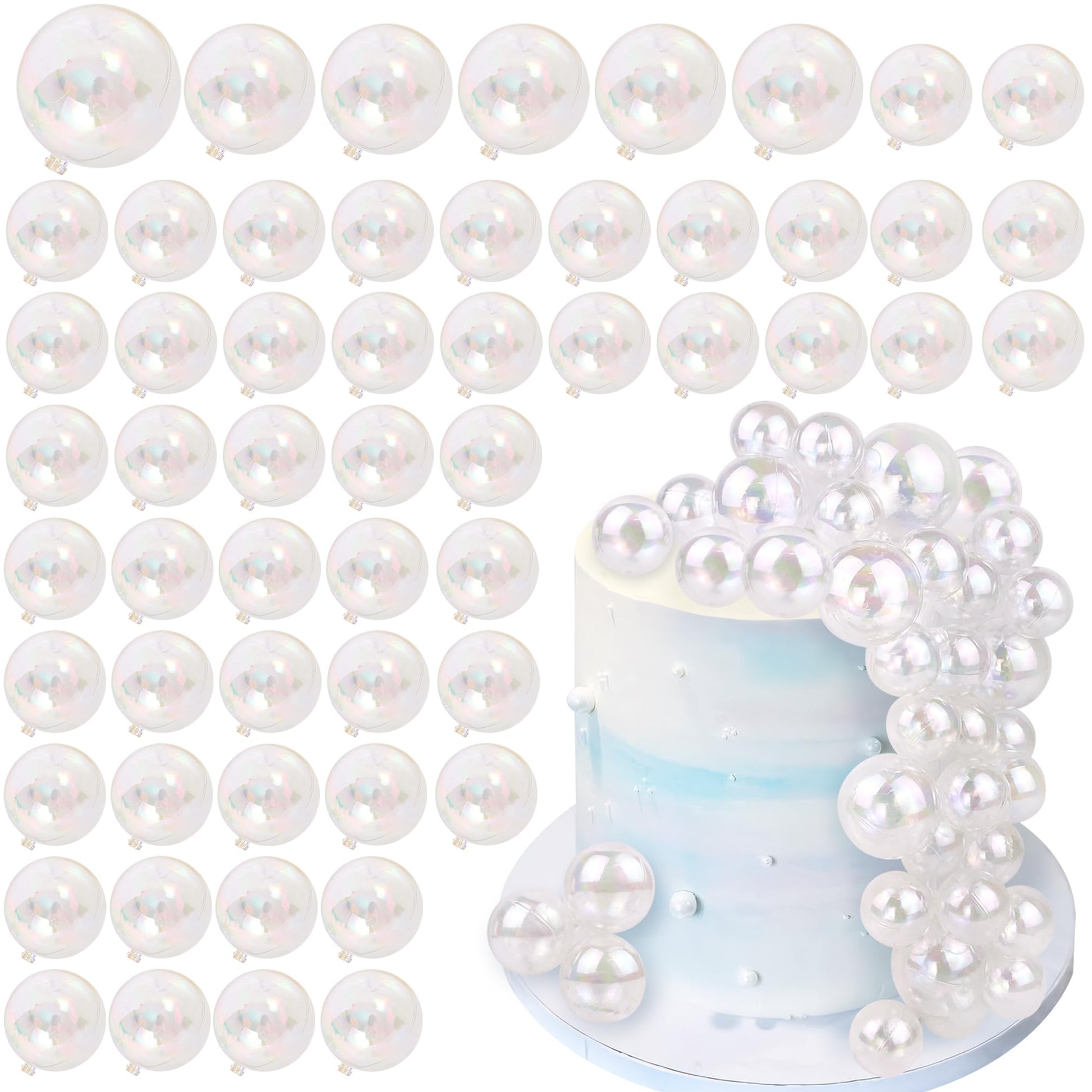 56 PCS Clear Balls Cake Topper Bubble Mini Balloon Topper Ball Cake Picks for Wedding Anniversary Baby Shower Birthday Party
